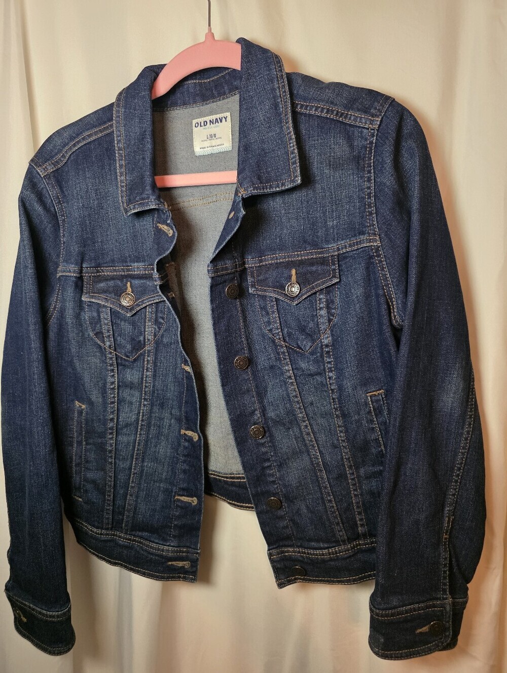 Old Navy Dark Blue Denim Jacket with Contrast Stitching
